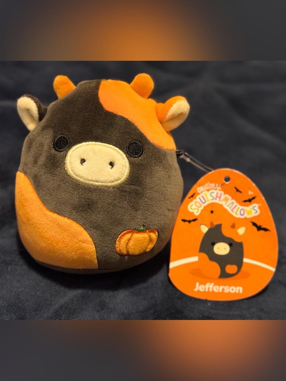 Squishmallows 4.5” Halloween (Jefferson the Black and Orange Cow)- NWT